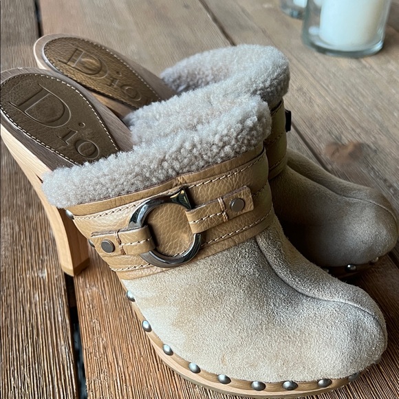 Dior Women's Cream Suede Mules with CD Buckle - Picture 1 of 12
